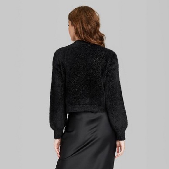 Women's Mock Turtleneck Fuzzy Boxy Pullover Sweater - Wild Fable Sz M - Picture 2 of 2